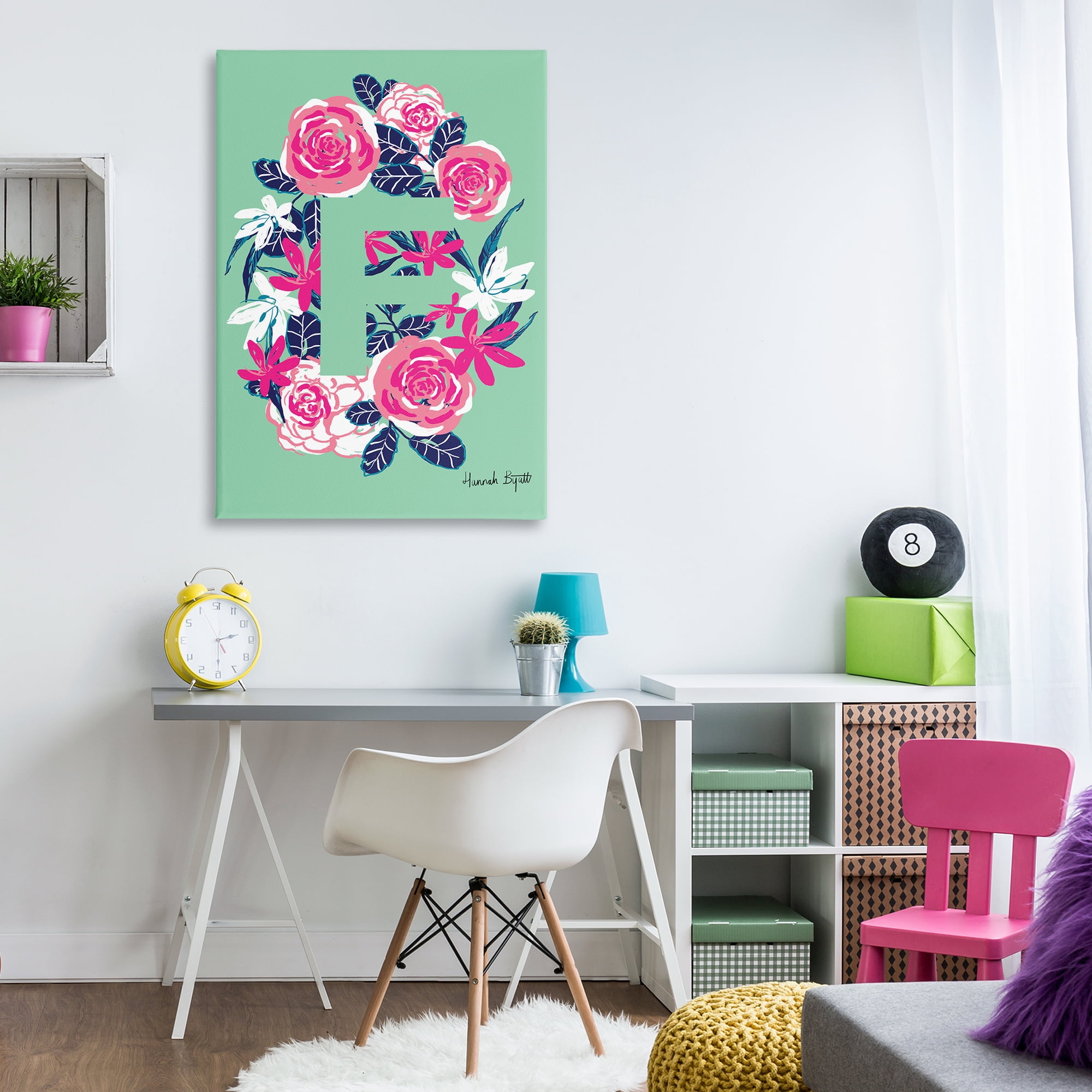 Stupell Industries Floral Bloom Letter F Botanical & Floral Painting Gallery Wrapped Canvas Art Print Wall Art, 30 x 45