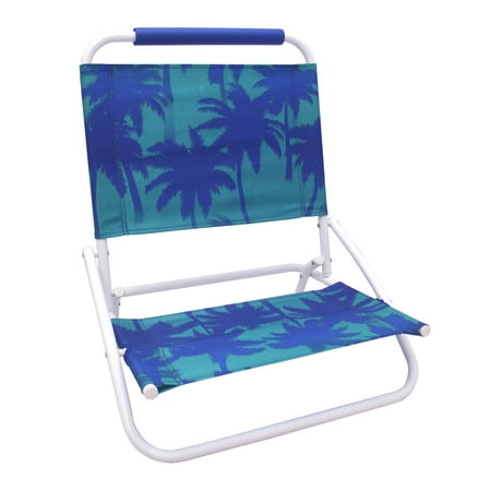Mainstays Folding Beach Sand Chair Blue Palm