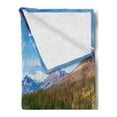 thumbnail image 2 of Landscape Soft Flannel Fleece Throw Blanket, Highland Atmosphere in Canada on the Shores of the Abraham Lake Autumn Forests, Cozy Plush for Indoor and Outdoor Use, 50" x 70", Multicolor, by Ambesonne, 2 of 5
