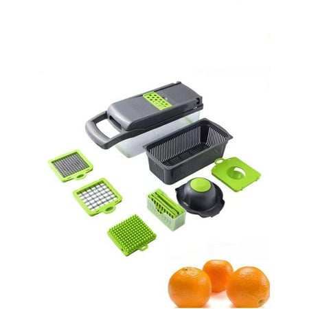 

1pc Vegetable Onion Chopper Kitchen 13 In 1 Food Chopper 8 Blades Cutter With Container Black