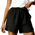 thumbnail image 3 of Women's Plus Size Casual Shorts with Pockets Elastic Waist Cotton Summer Beach Vacation, 3 of 9