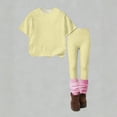 thumbnail image 4 of CCRFTGI Summer Outfits for Kids Girls Size 8 Casual Lounge 2 Piece Outfits Solid Short Sleeve T-Shirts and Elastic Waist Leggings Active Gym Clothing Sets Yellow 11-12 Years, 4 of 5