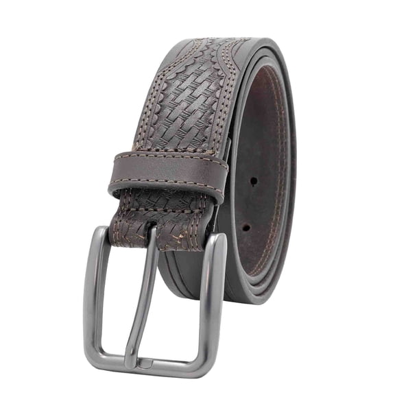 Men's Wrangler 38mm Western Emobssed Basket Weave Leather Belt