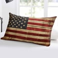 thumbnail image 5 of American Flag Throw Pillow Cover 20 x 26 Inch Decorative Pillow Cover Retro USA Flag Blue Red Vintage Wooden Lumbar Pillowcase Seasonal Rectangle Cushion Case for Couch Sofa Bed Living Room, 5 of 7