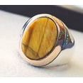 thumbnail image 3 of Tiger Eye Mans Ring, Natural Tiger Eye Ring, Birthstone Ring, Silver Jewelry, 925 Silver Ring, Birthday Gift, Heavy Mens Ring, Arabic Design, Ottoman Style Ring, Christmas, Turkey Mens Signet Ring, 3 of 6