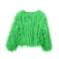 thumbnail image 5 of FNFYFH Women's Shaggy Coat Solid Faux Fur Jacket Long Sleeve Plush Cropped Jackets Warm Winter Cardigan Outerwear, 5 of 6