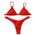 thumbnail image 2 of Women Summer Bikini Sets Solid Color Sleeveless Ribbed Bra Low Waist Thong, 2 of 4