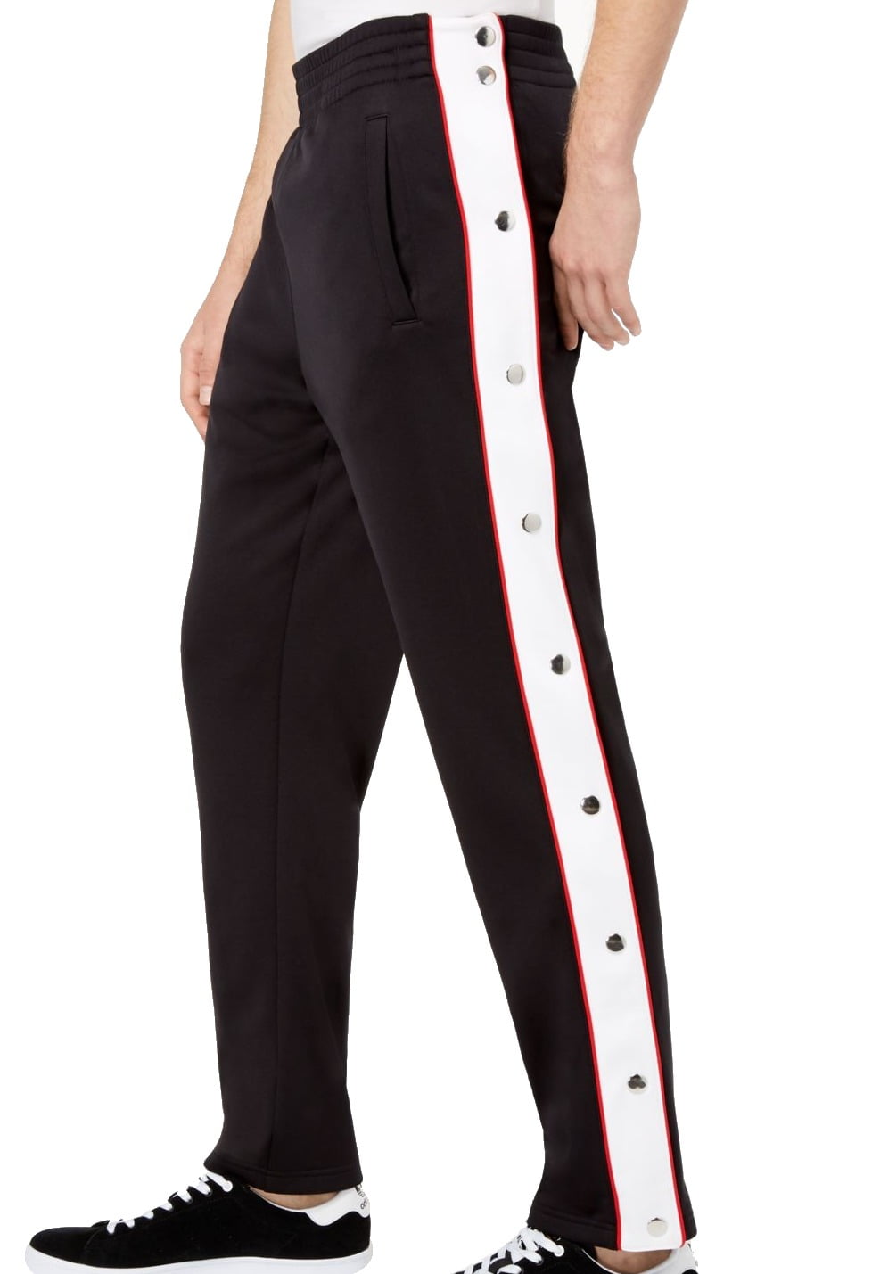 snap button track pants mens