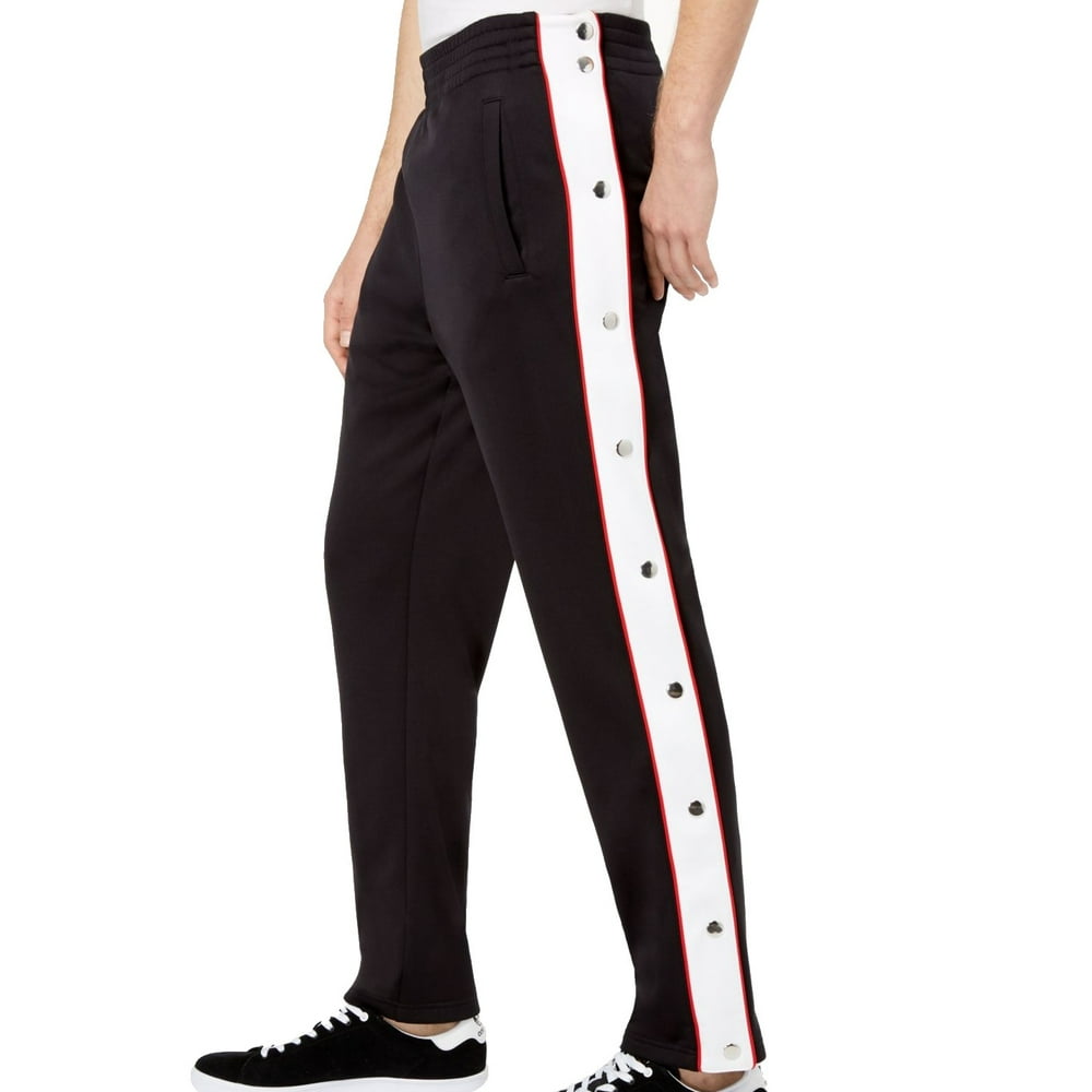 snap button track pants mens