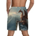 thumbnail image 2 of Lsque Mens Swim Trunks Red Dragon Mountain Sunrise Pattern - Bathing Suit Compression Liner - Beach Swim Shorts Swimwear - (S-3XL) - Stretch Quick Dry -3X-Large, 2 of 9