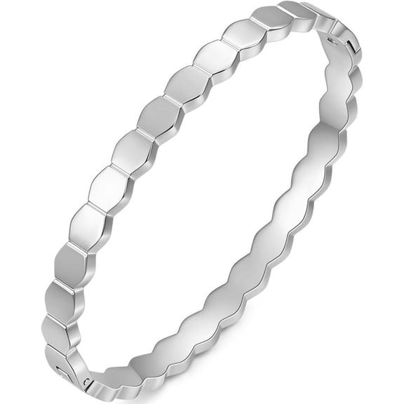 Stainless Steel Hexagon Bee Nest Stye Classic Plain Bangle Bracelet