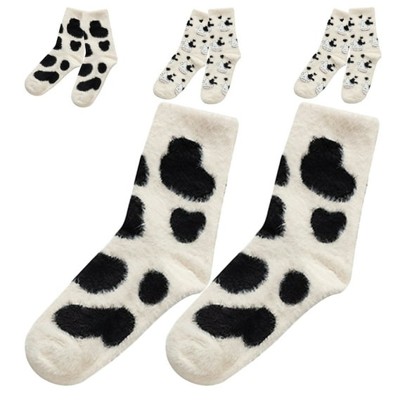 Hemoton  4 Pairs Cow Accessories for Women Mid-calf Socks and