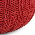 thumbnail image 3 of Simpli Home Shelby Pouf Rond Tricoté à la Main en Coton Rouge Bonbon, 3 of 5