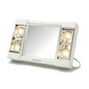 Jerdon Mirror Go Lightly Makeup Mirror with Lights, 3X-1X Magnification, White Base, Plug-in - Model J1010