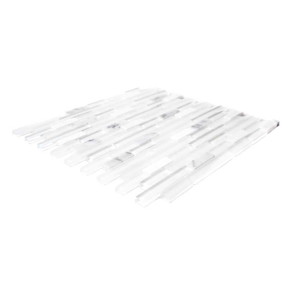 The Tile Life Victory Mixed Brick 12x12 Carrara Glass Backsplash Wall Tile - 1 Sheet (1 Sq. ft.)