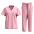 thumbnail image 6 of LYMAYTER Multi-pocket Design Medical Uniform for Women Solid Color V-Neck Outfit Set Elasticity Routine Nurse Uniform for S-2XL, 6 of 6