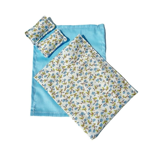 Miniature Bedding Set with Pillow Quilt Sheet For Dollhouses Bedroom Scene Display Kids Creative Role Play Game Supply