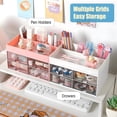 thumbnail image 4 of XmhyTop Organizador de escritorio con 4 cajones para decoración estética de habitaciones, accesorios de escritorio de oficina, soporte para bolígrafos de escritorio, rosa, 4 of 5