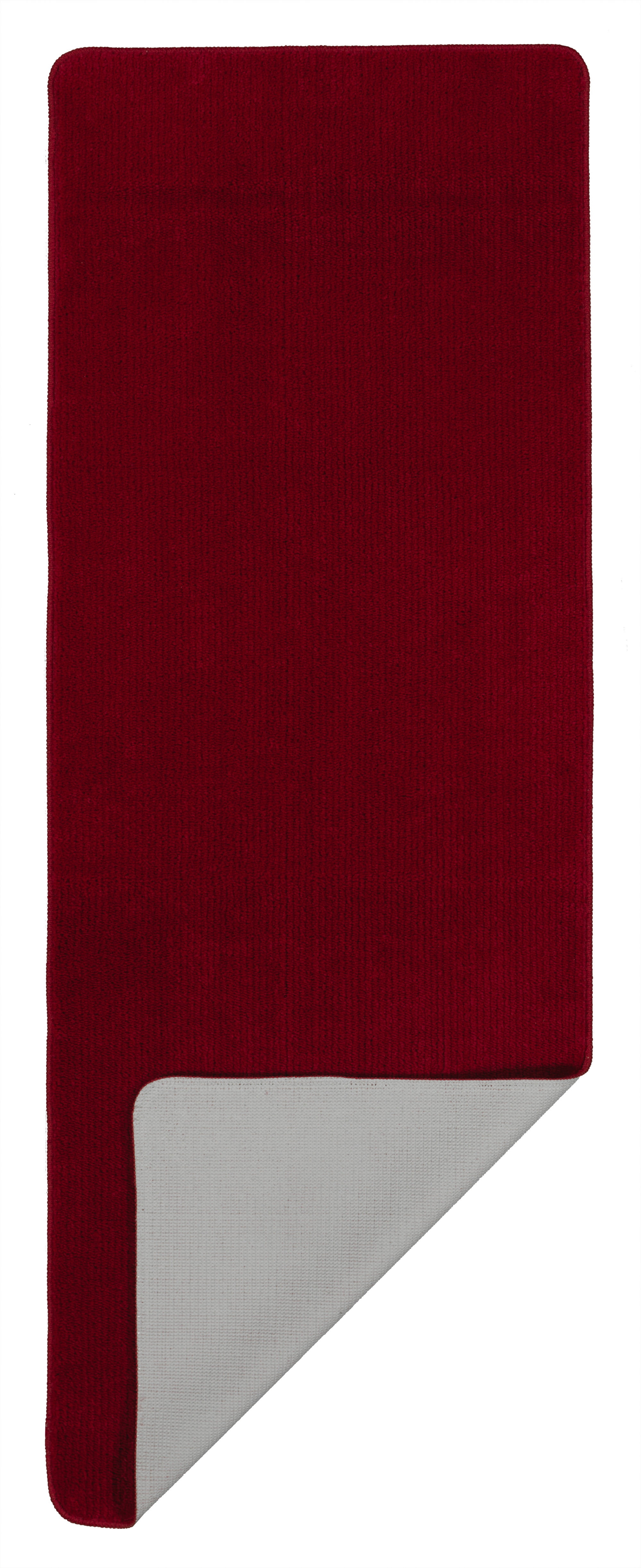 Ottomanson Softy Bath Rug Washable Non-Slip Rubberback Solid 2x5 Indoor Runner Rug, 20" x 59", Red