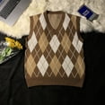 thumbnail image 3 of Chaleco de suéter con cuello en V a juego, chaleco de primavera y otoño, chaleco de punto con rombos a juego para hombre, 3 of 5