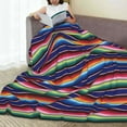 thumbnail image 6 of Fuzoiu Mexican Blanket stripes Print Ultra-Soft Micro Fleece Blanket,All Seasons Flannel Throw, Lightweight Blanket for Bed, Sofa, Couch, Movie Night, Camping, and Travel-80"x60", 6 of 7