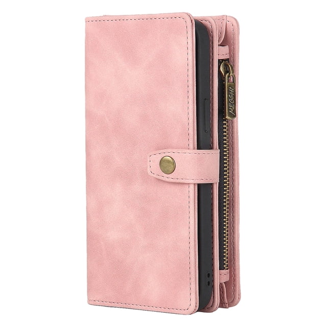 Magnetic Phone Protective Case Multi-functional Wallet Phone Case with 11 Card Slots Detachable Lanyard Anti-scratch Magnetic Phone for S23 for S23