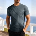 thumbnail image 2 of Ecqkame Mens Athletic T-Shirts Quick Dry Printed Short Sleeve Crew Neck Shirt Workout Outdoor Sports Joggers Breathable Tee Tops Gray XXXXL, 2 of 5