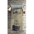 thumbnail image 2 of Ambesonne Nautical Quilted Coverlet 2 Pcs, Old Pirate Ship in Sea, Twin Size, Plum Tan, 2 of 2