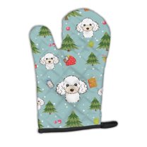 Carolines Treasures BB5046OVMT Christmas White Poodle Oven Mitt Large multicolor