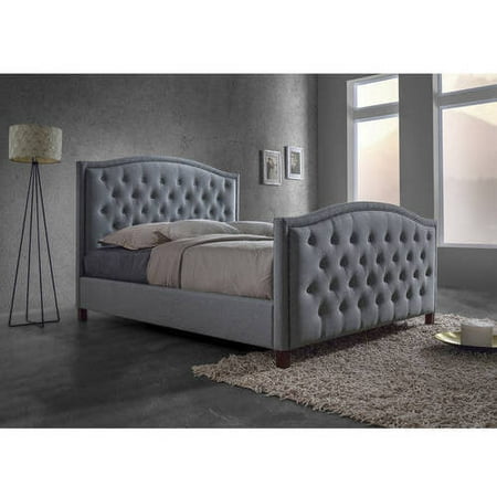 Gray Upholstered Bed Baxton Studio Fawner Contemporary Grey Fabric Upholstered Arched Queen-Size Platform Bed ()