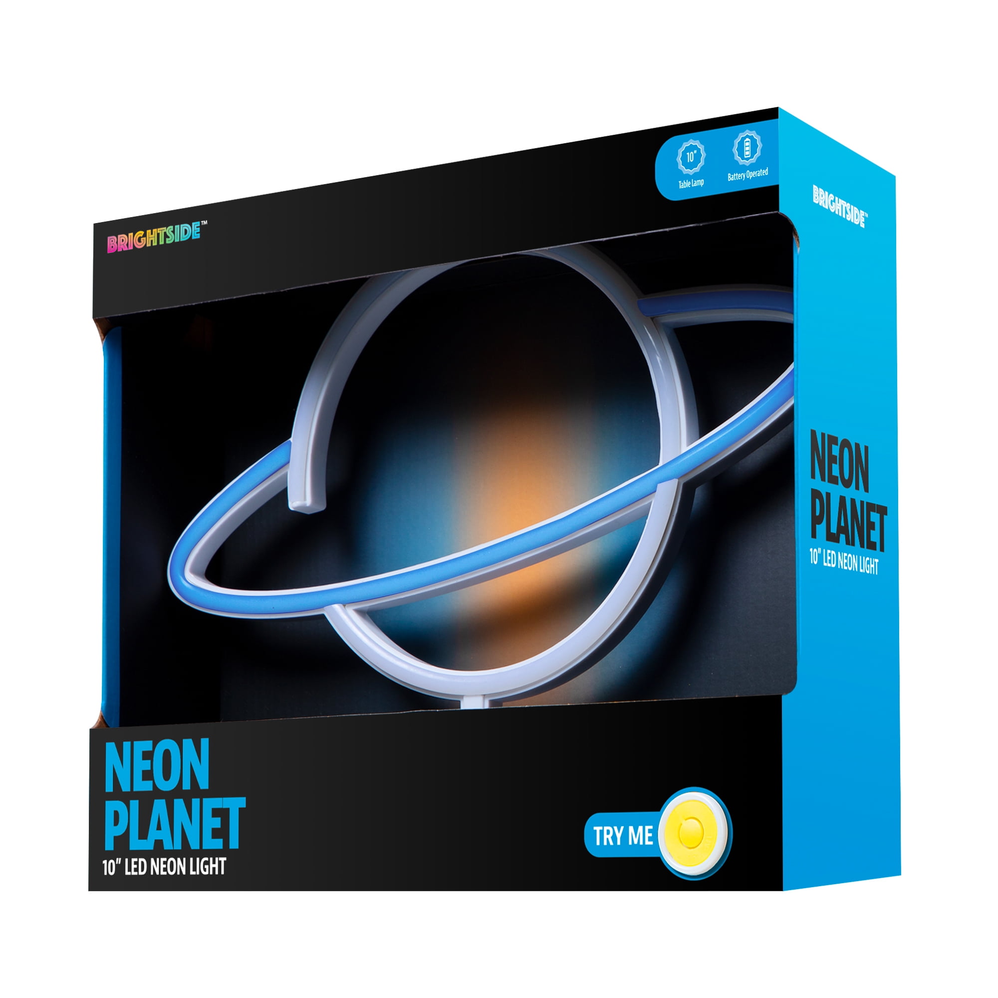 (3 pack) BrightSide 10" Planet Shaped LED Neon Table Light, Multicolor, Battery-Powered