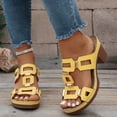 thumbnail image 2 of Slides Sandals for Women Trendy Cutout Open Toe Heels Comfortable Orthopedic Shoes Casual Platform Slip on Summer Dress Shoes Yellow Size 9, 2 of 7