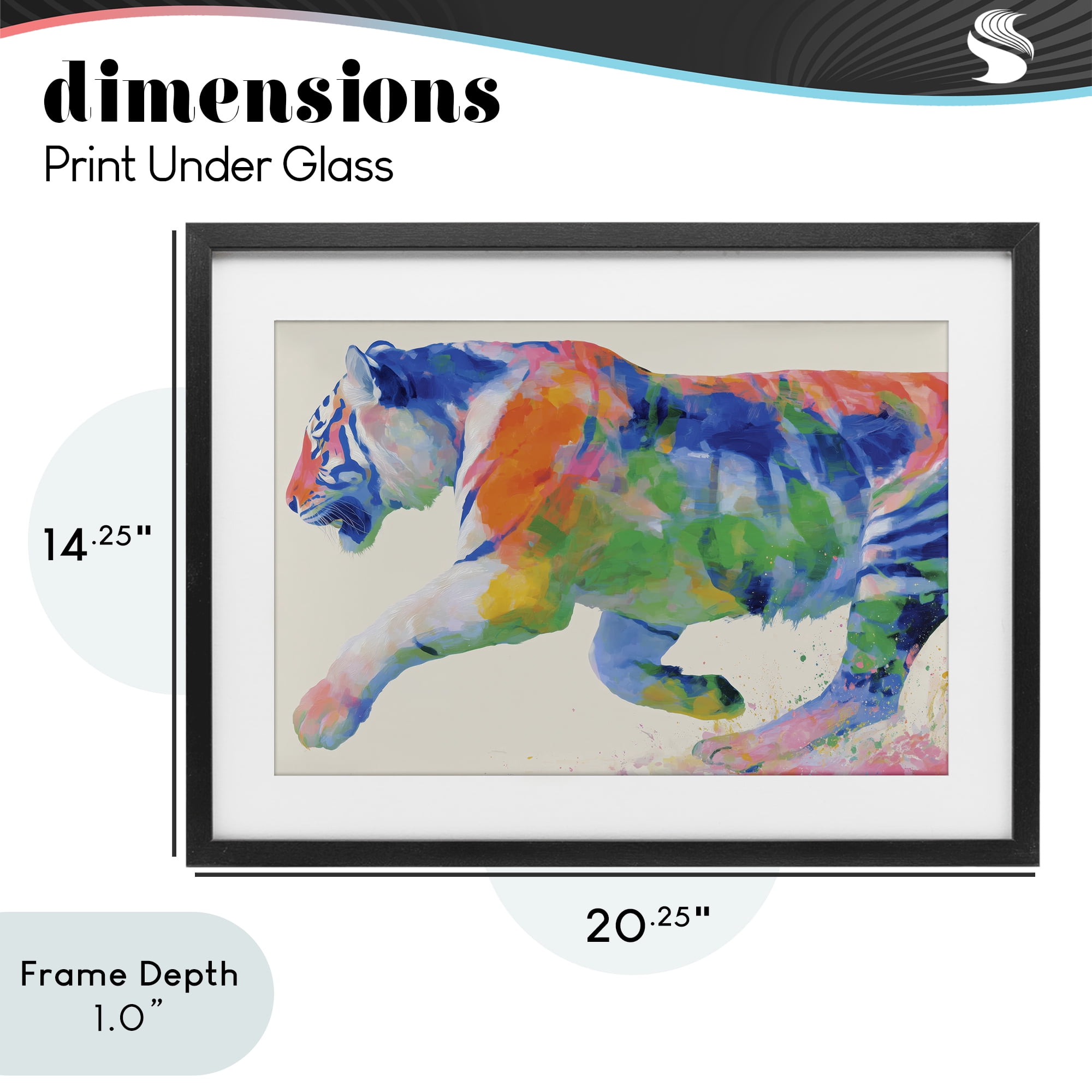 Stupell Industries Colorful Tiger In Motion Black Framed Print Under Glass, design by Chromatic Storm Studio