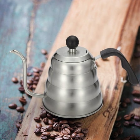 1.2L Pour Over Tea Coffee Kettle 430 Stainless Steel Gooseneck Stovetop Teapot Drip Kettle and Cleaning Sponge Brush for Hand Drip Coffee and