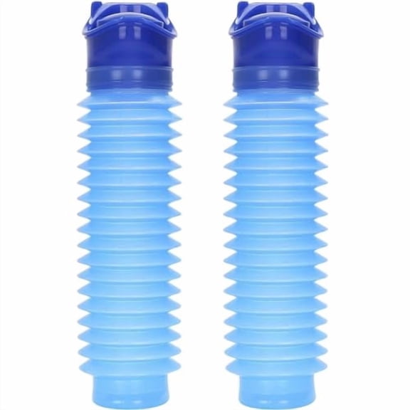 Emergency Urinal for Kids Adult,Portable Reusable Outdoor Urinal Potty Pee Bottle,Outdoor Shrinkable Urinal for Travel,Camping,Hiking,Traffic Jam and Queuing-2 Pack 750ml Blue