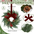 thumbnail image 2 of Guvpev 6 Pcs 9'' Mini Christmas Hanging Wreaths with Ribbon Artificial Pine Cones Red Berry Small Candle Ring Wreaths Pillar Wreath for Kitchen Cabinet Farmhouse Front Door Window Wall Xmas Holiday, 2 of 7