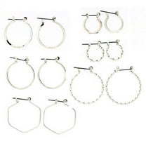 Time And Tru Essentials Multi Ear Silver Hoop Earrings, 6 Pack