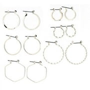 Time And Tru Essentials Multi Ear Silver Hoop Earrings, 6 Pack