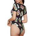 thumbnail image 3 of Naloa Colorful Retro Tape Women's Short-Sleeved Onesie, One-Piece Swimsuit for Parties, dates, clubs - Small, 3 of 9
