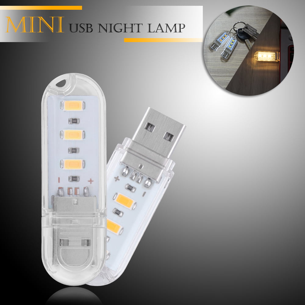 Portable USB 3 LED SMD Touch Switch Night Card Lamp Camping Reading Light