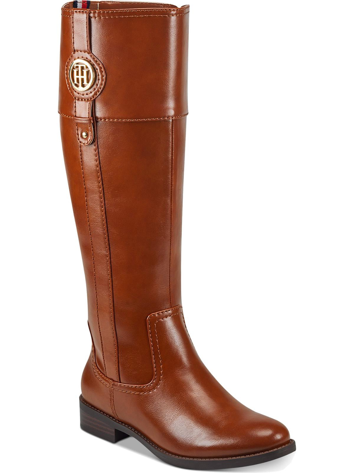 Tommy Hilfiger Womens Imina Faux Leather Riding Boots Brown 6.5 Medium