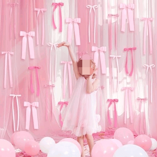 40Pcs Pink Bow Wall Decor, DIY Bow Photo Backdrop, Ribbon Bows Garland, Pink Bows Party Decor for Women Girls Birthday, Baby Shower, Bachelorette Wedding Party, Room Bedroom Decor