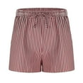 thumbnail image 5 of BiZtdJrK Womens Striped Bermuda Shorts Drawstring Elastic Waisted Wide Leg Shorts Baggy Comfy Casual Summer Beach Shorts clearance items Red S, 5 of 8