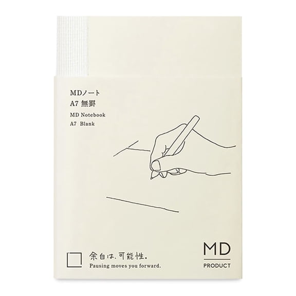 Midori MD Notebooks - A7, Blank, White