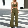 thumbnail image 5 of VBVC Women's 2 Piece Y2K Sleeveless Suit Sets,Button Down Crop Tank Top and Pleated Pants For Women,Ladies Party Streetwear Outfits with Pockets,Army Green,S-2XL, 5 of 8