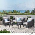 thumbnail image 3 of Noble House Antibes 4-PC Wicker Conversation Set in Gray/Silver Cushions, 3 of 17
