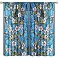 thumbnail image 2 of Stained Glass Curtains Floral Flower Curtain with Rod Pocket for Bedroom Living Room Home Decor Drapes Thermal Insulated Window Treatments 26"W x 45"L (Pack of 2), 2 of 6