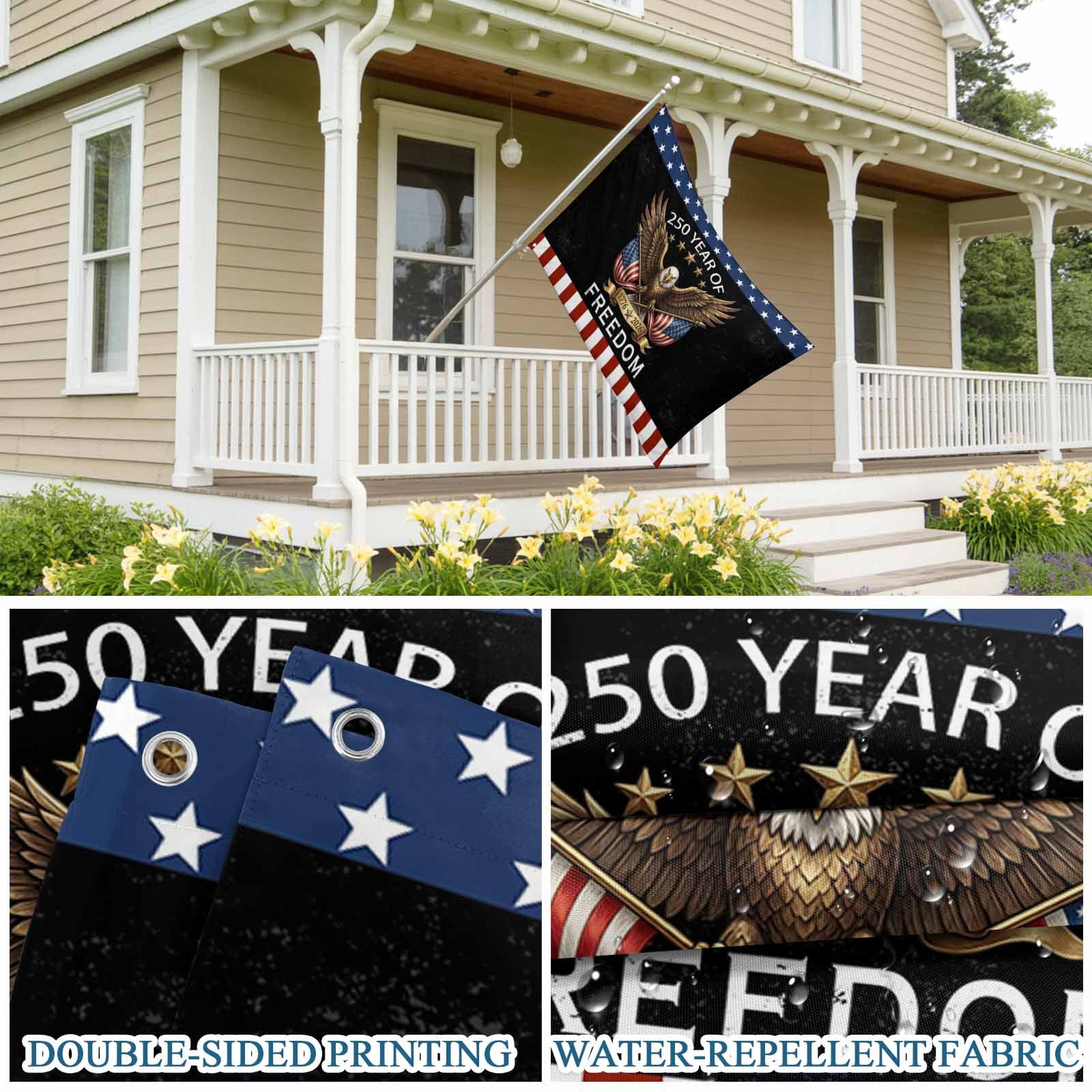 4th of July Flags for Outside 3x5 ft American Years Outdoor Flags Double Sided Grommets House Banner Patriotic Freedom Eagle USA Flag Patio Yard Flag for Outdoor Party Porch Independence Day