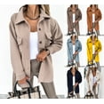 thumbnail image 6 of Womens Corduroy Shirt Long Sleeve Button Down Shirts Casual Jacket Tops Shacket, 6 of 8