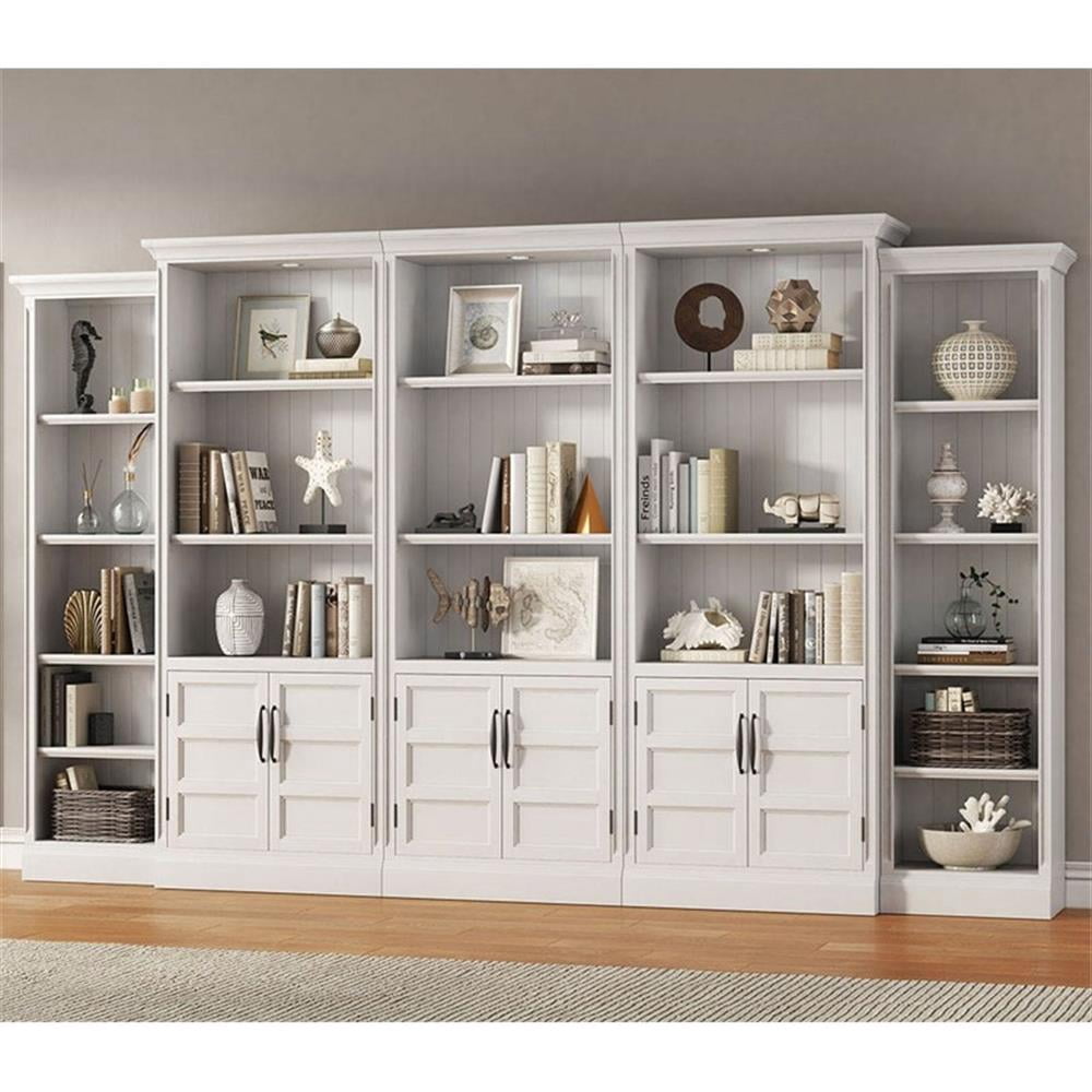 Bowery Hill 24" Farmhouse Acacia Solid Wood Bookcase in Effortless White